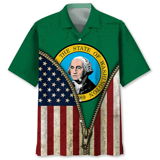 Hawaiian Shirt / Adults / S Washington State Flag Hawaiian Shirt