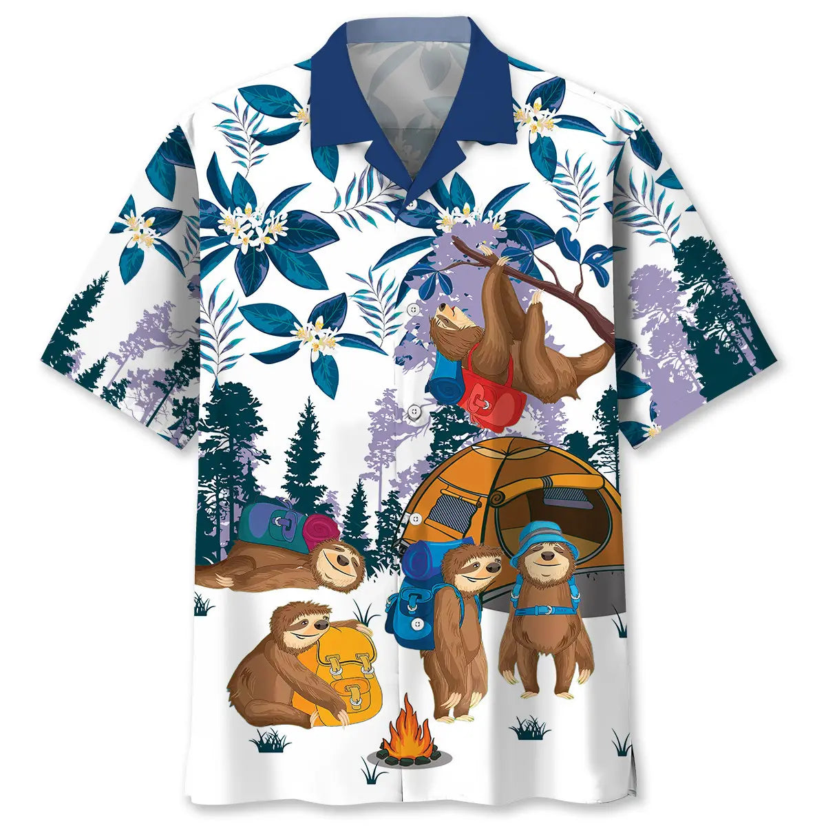 Hawaiian Shirt / Adults / S We Will Get There When We Get There Sloth Hiking Team Hawaiian Shirt