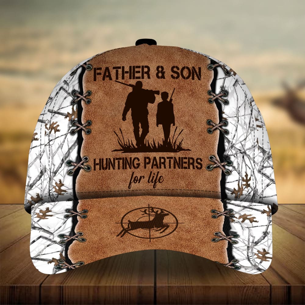 White / One Size Premium Loralle Father And Son Hunting Classic Cap 3D Multicolor Personalized CAPC02DUC130222 - Owls Matrix LTD