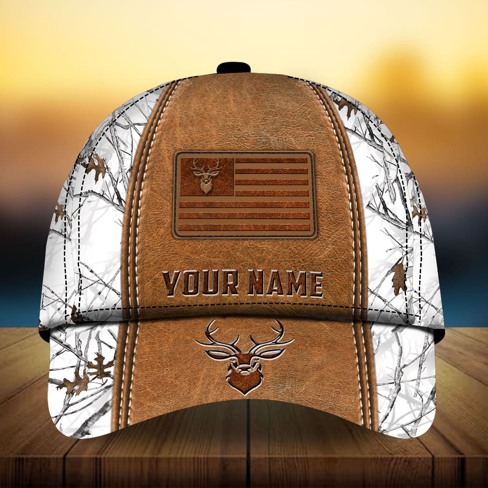 Premium Deer Hunting Leather Personalized – Classic Cap