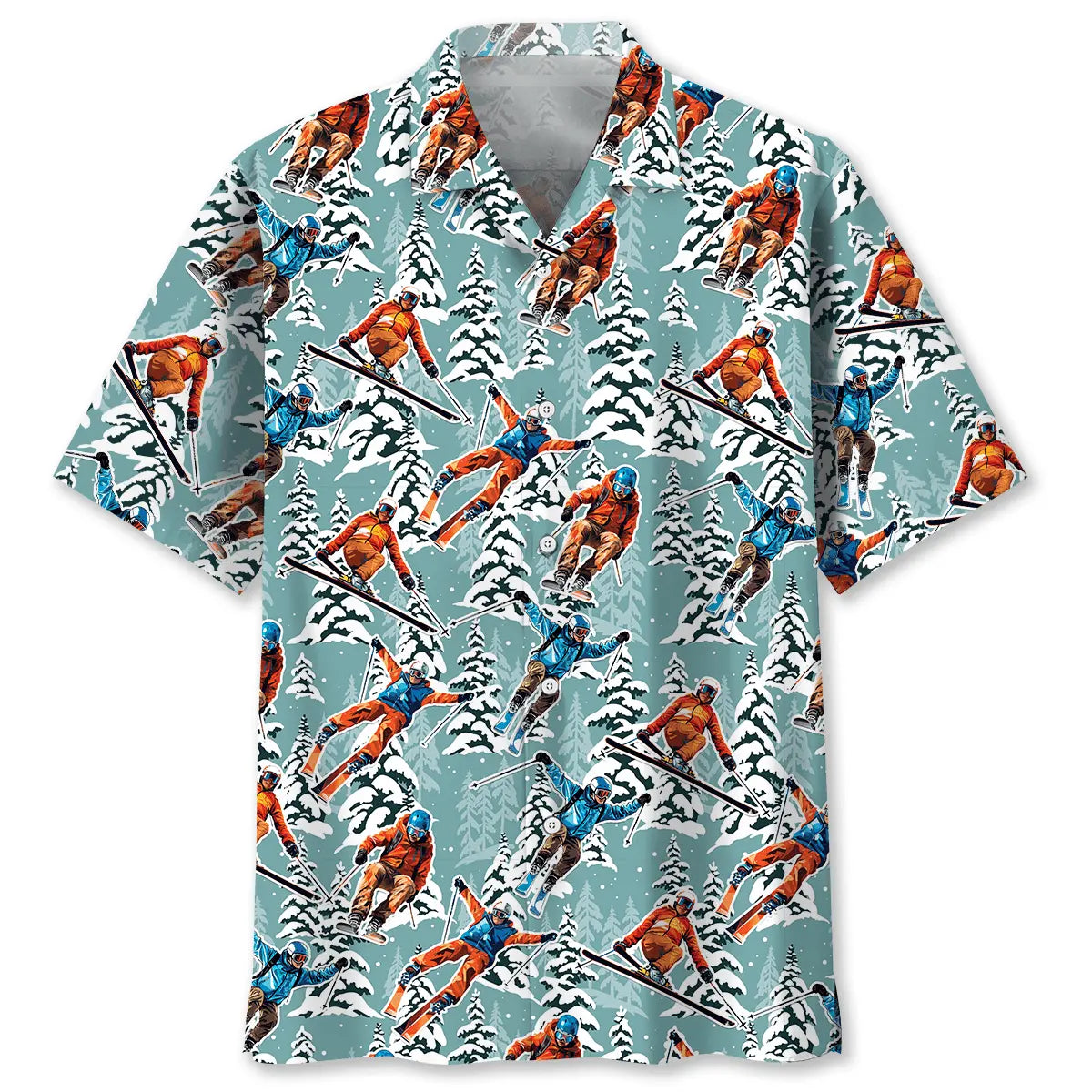 Hawaiian Shirt / Adults / S Winter Skiing Hawaiian Shirt Men
