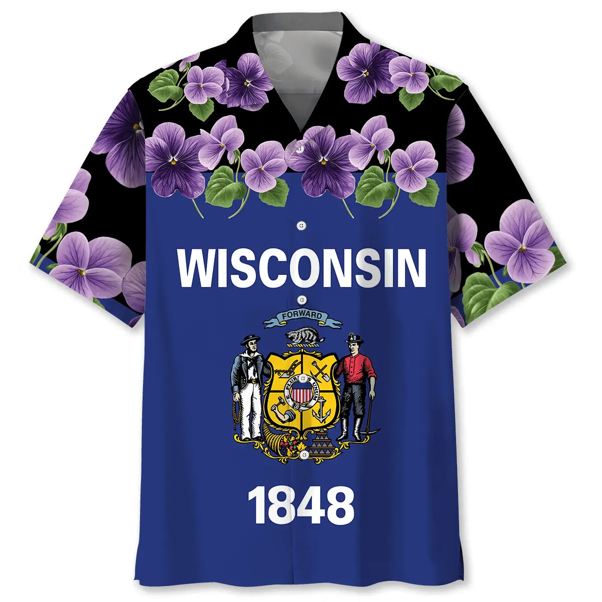 Hawaiian Shirt / Adults / S Wisconsin 1848 Hawaiian Shirt