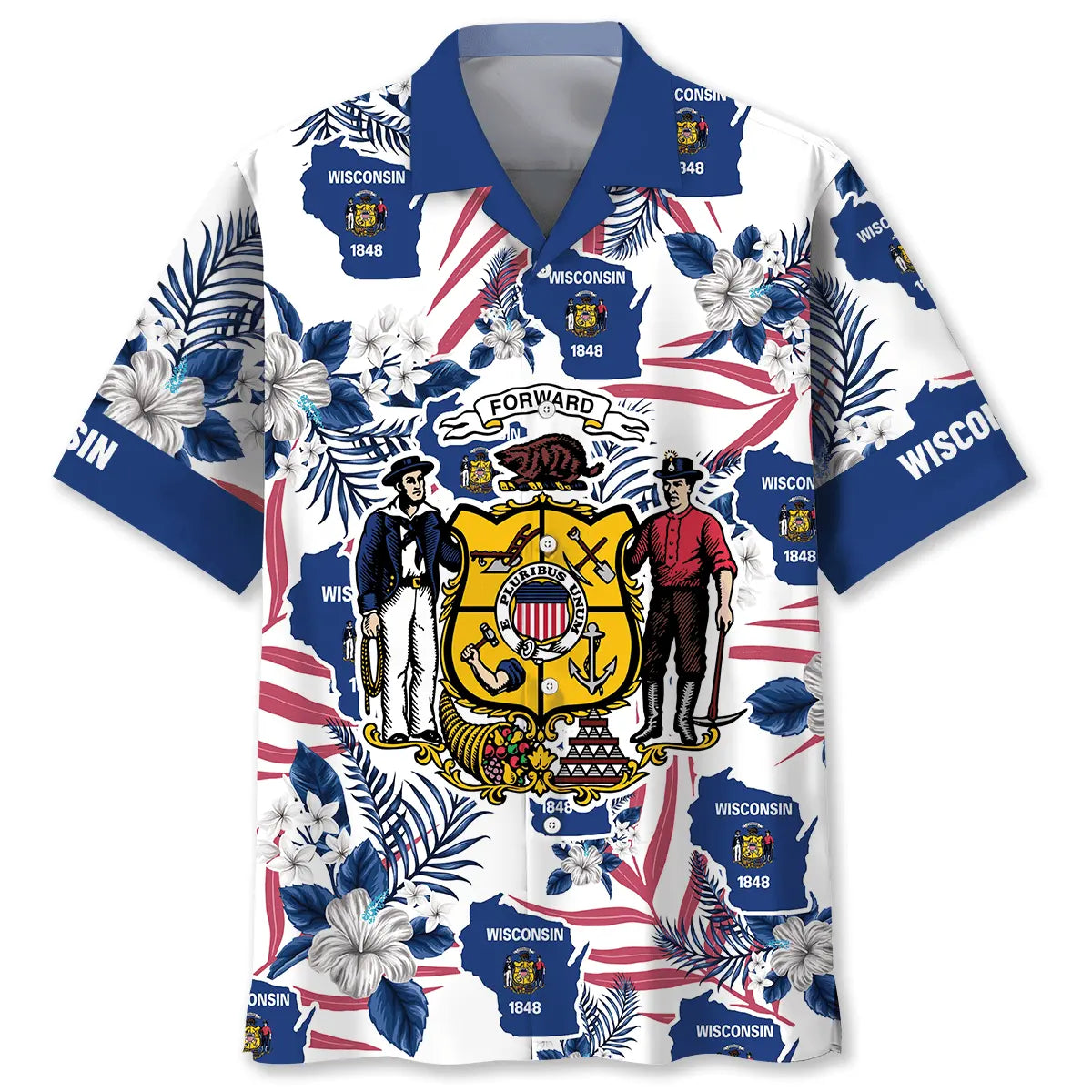 Hawaiian Shirt / Adults / S Wisconsin State Hawaiian Shirt