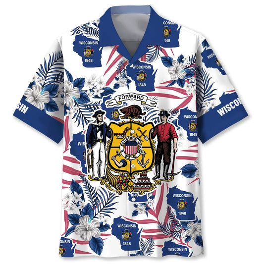 Hawaiian Shirt / Adults / S Wisconsin State Hawaiian Shirt