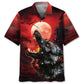 Hawaiian Shirt / Adults / S Wolf Red Moon Hawaiian Shirt