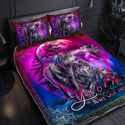 Wolf Couple Love Bedding Cover For Nature Bedroom Decor
