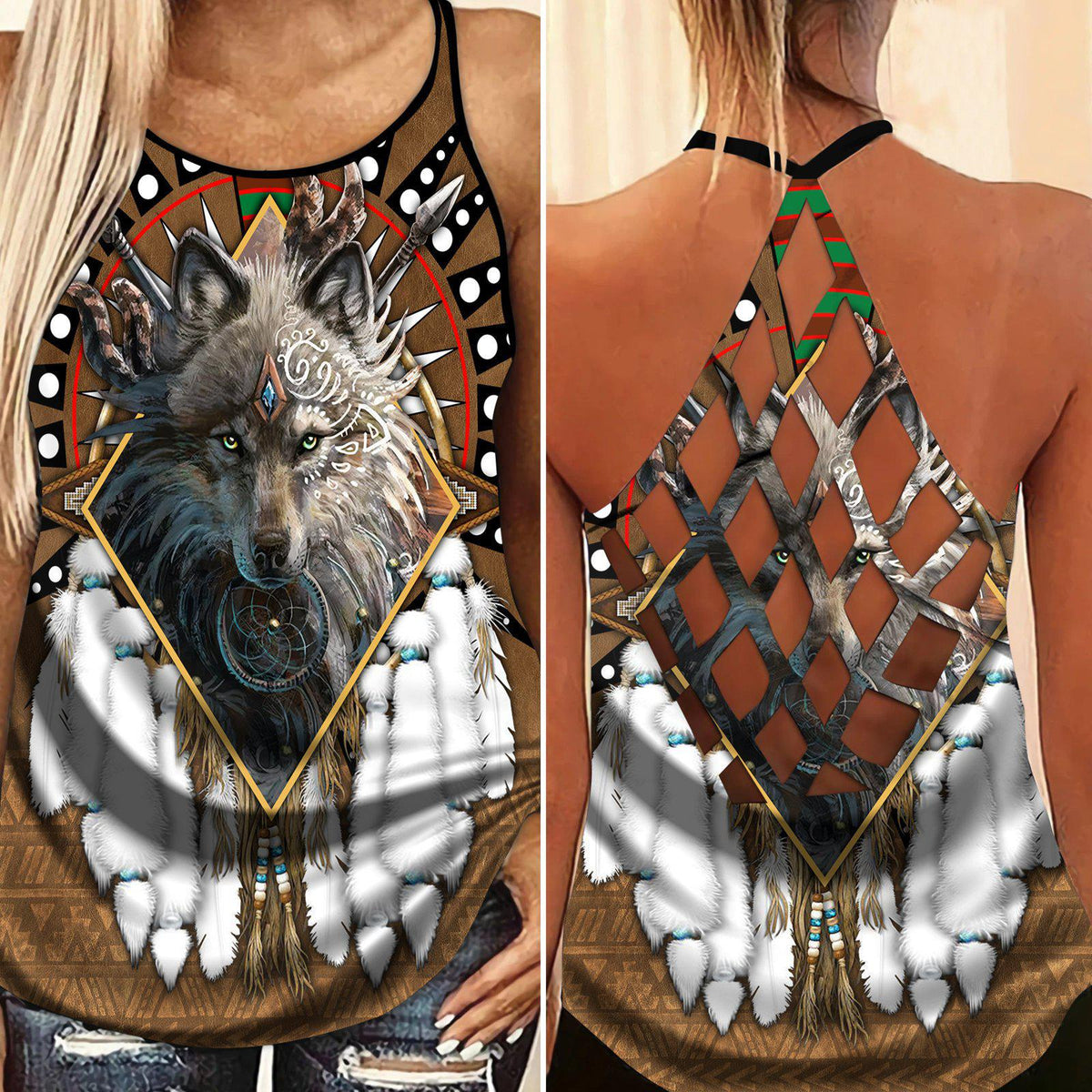 Native Wolf Dreamcatcher Limited Edition – Hollow Tank Top