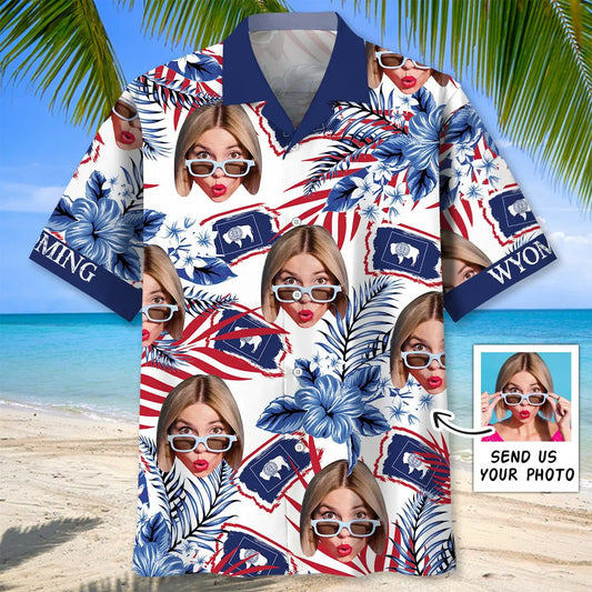 Hawaiian Shirt / Adults / S Wyoming State Custom Photo Face Hawaiian Shirt