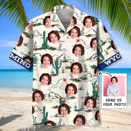 Hawaiian Shirt / Adults / S Wyoming State Hawaiian Shirt Custom Photo Girl Friend Wife