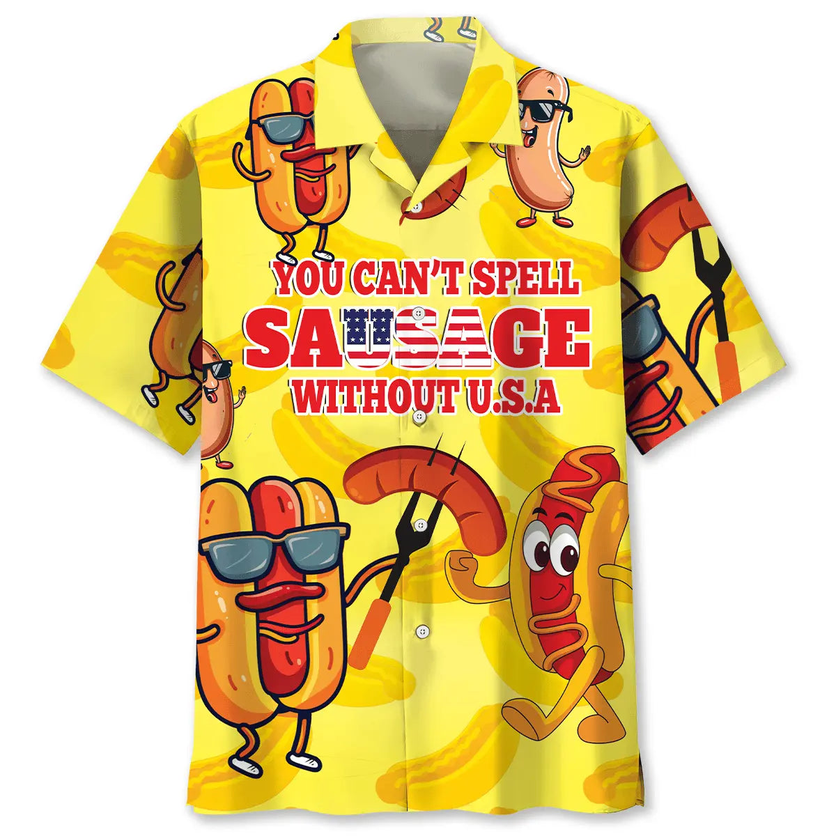 Hawaiian Shirt / Adults / S You Can't Spell Sausage Without USA Hawaiian Shirt