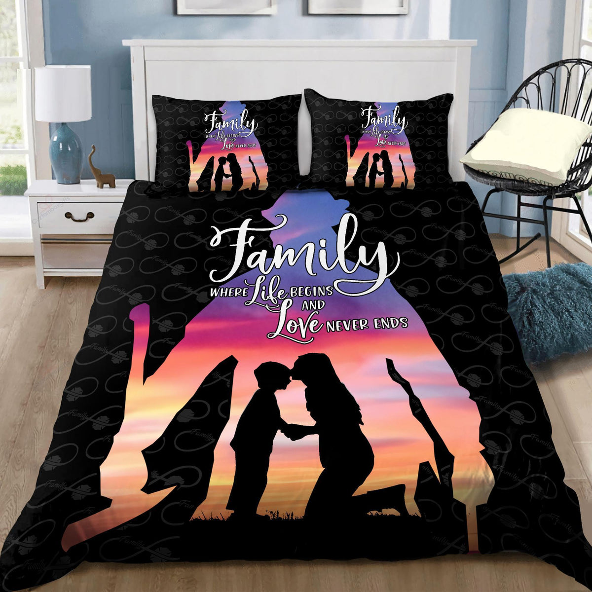 Firefighter Family Love Bedding Cover For Firefighter Bedroom Decor