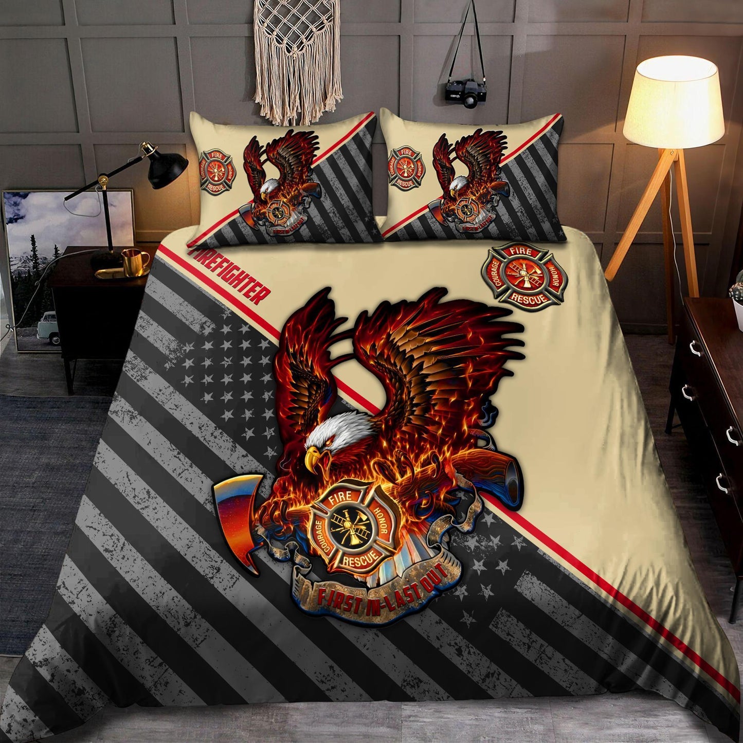 Firefighter Eagle Bedding Cover For Nature Bedroom Decor