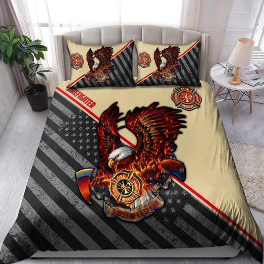Firefighter Eagle Bedding Cover For Nature Bedroom Decor