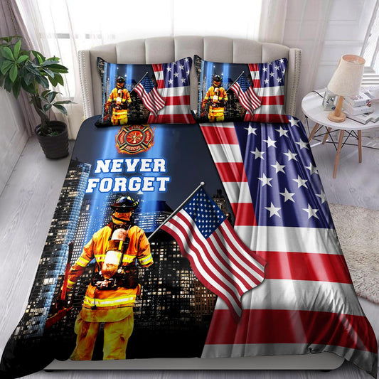 Firefighter Never Forget Bedding Cover For Firefighter Bedroom Decor