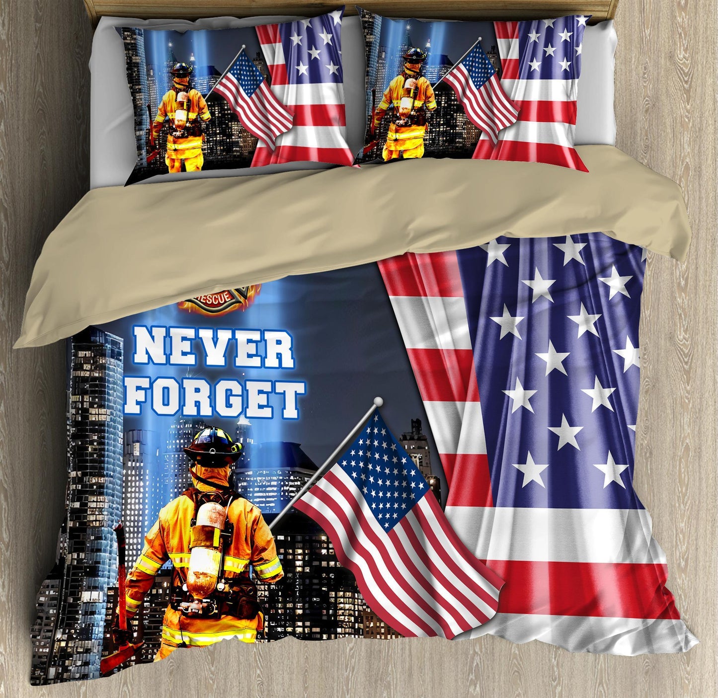 Firefighter Never Forget Bedding Cover For Firefighter Bedroom Decor