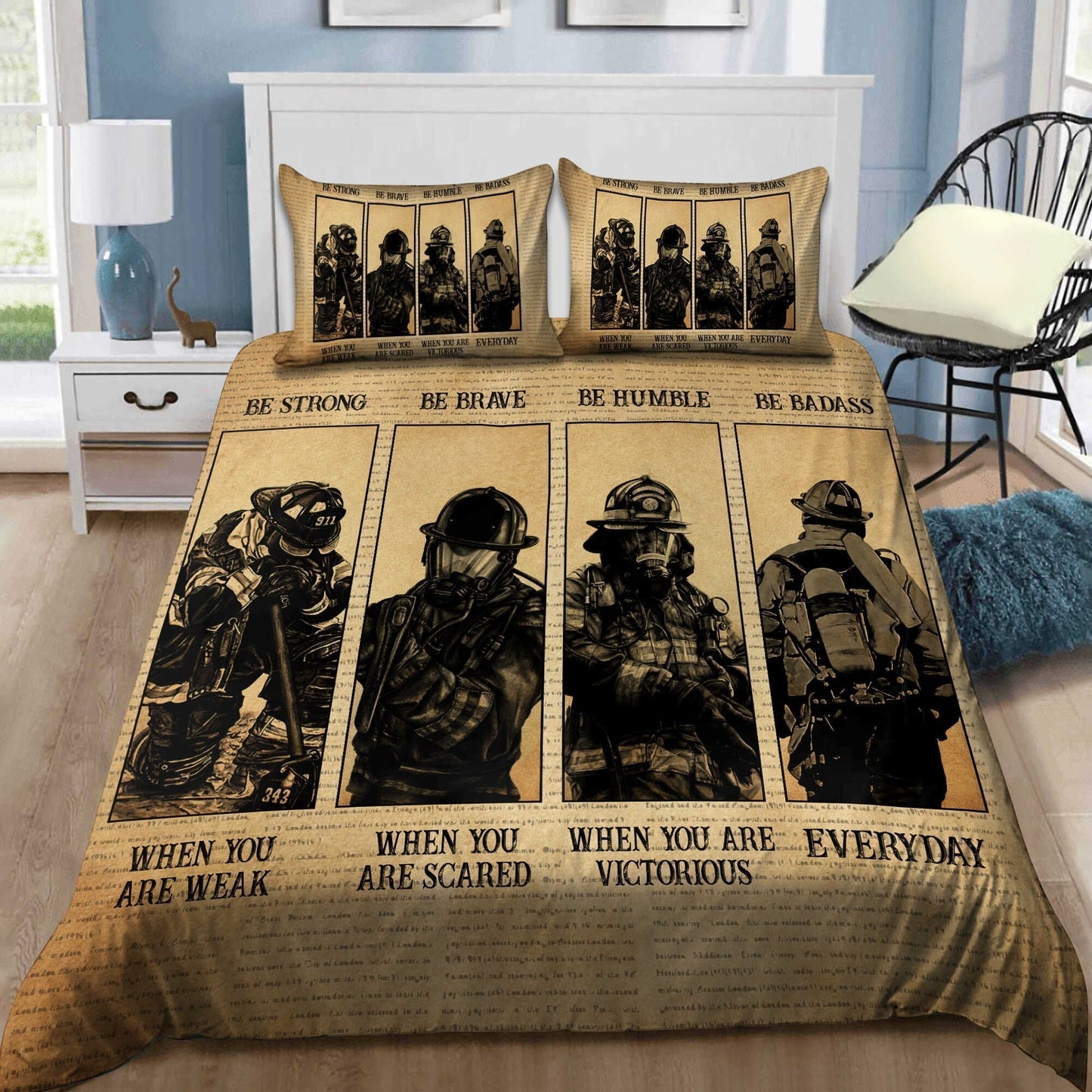 Strong Firefighter Family Bedding Cover For Firefighter Bedroom Decor