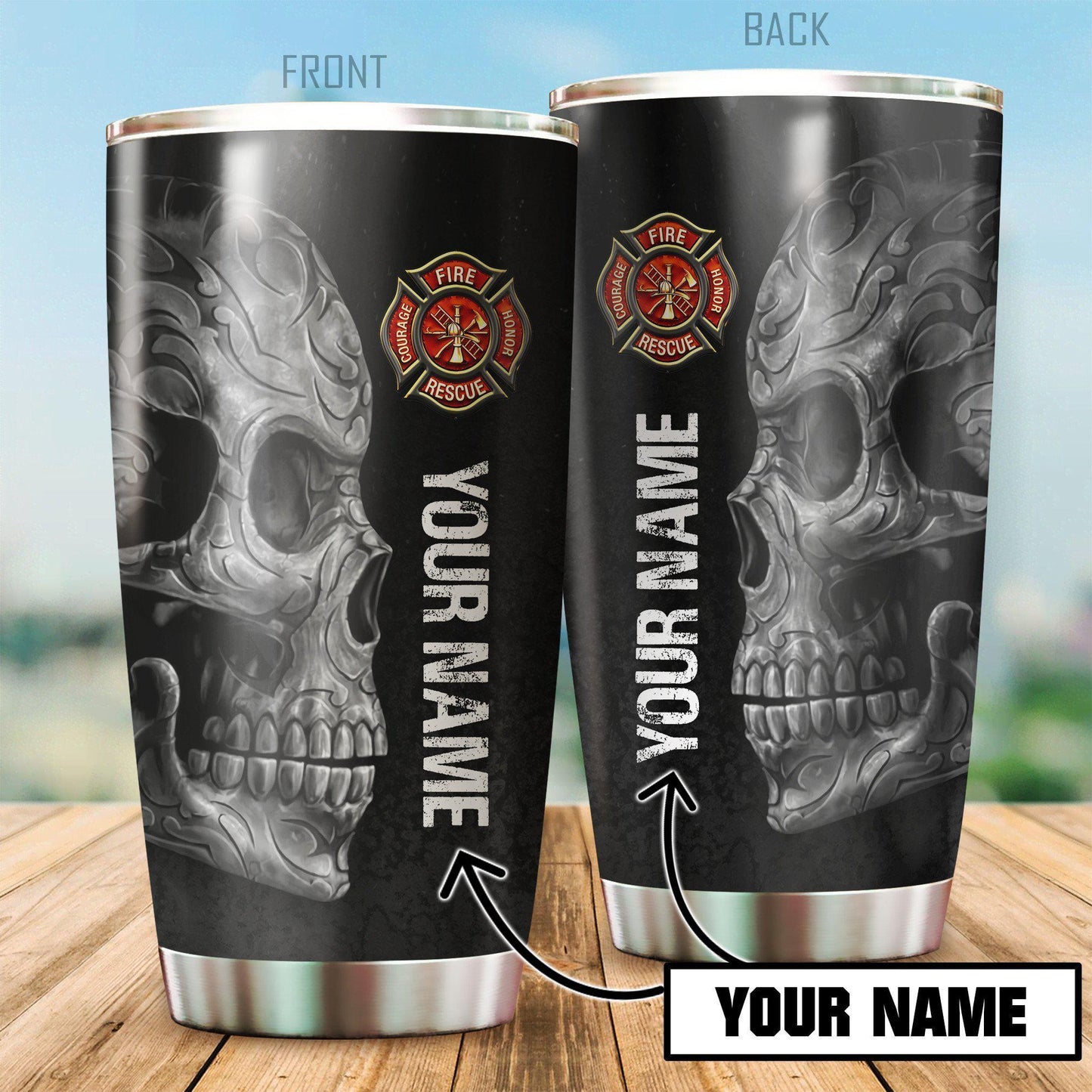 Skull Firefighter Personalized 20 Oz Tumbler