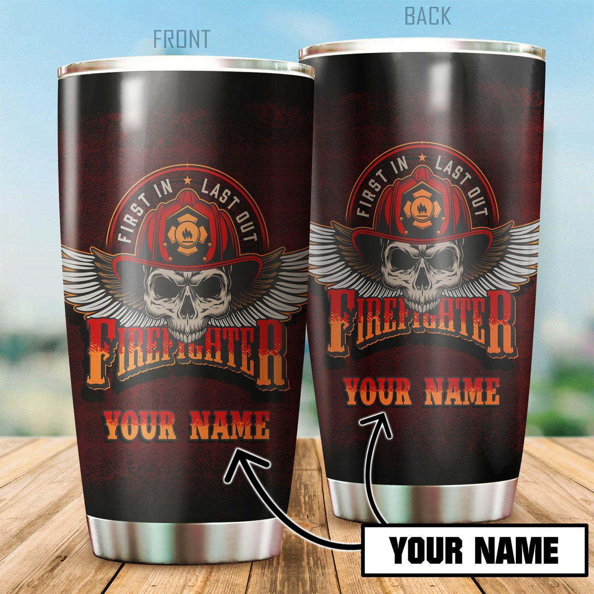 Firefighter Skull Personalized 20 Oz Tumbler