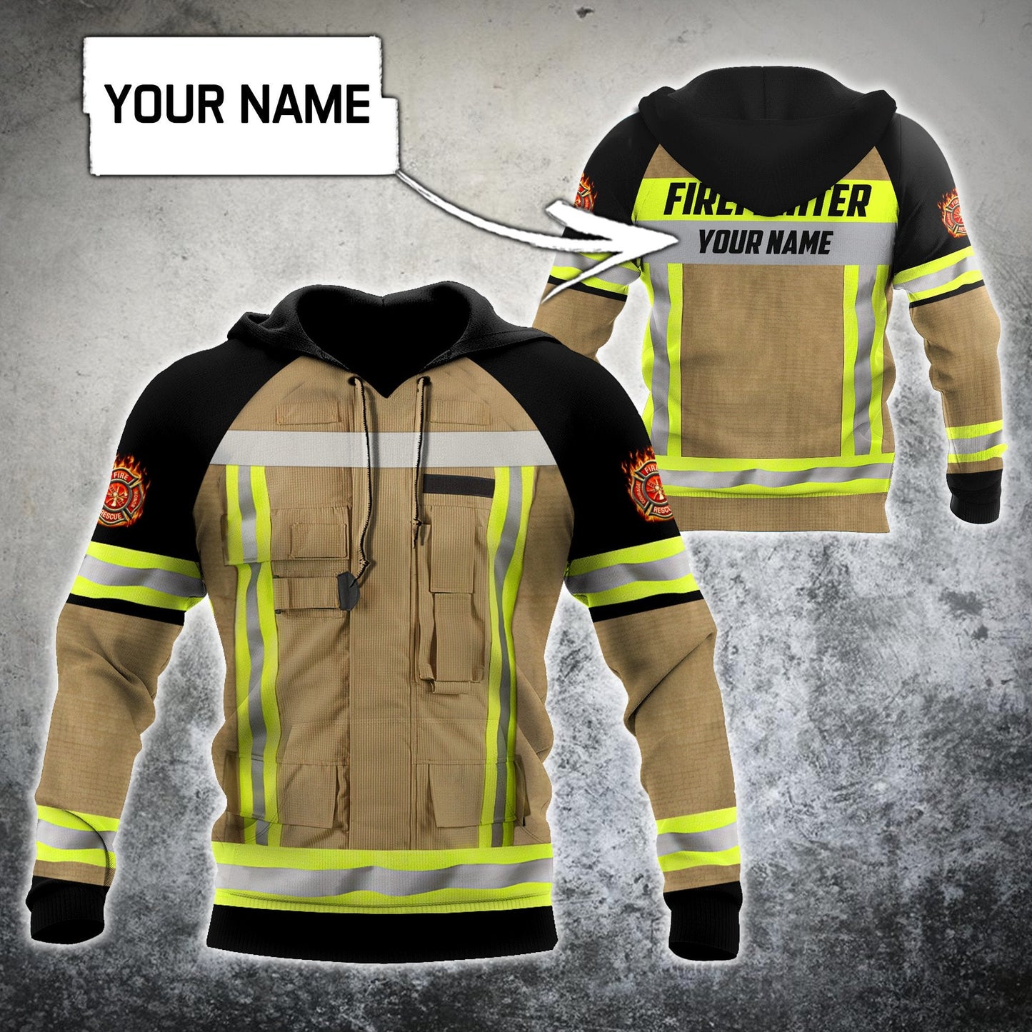 Firefighter Custom Name Art – 3D Hoodie