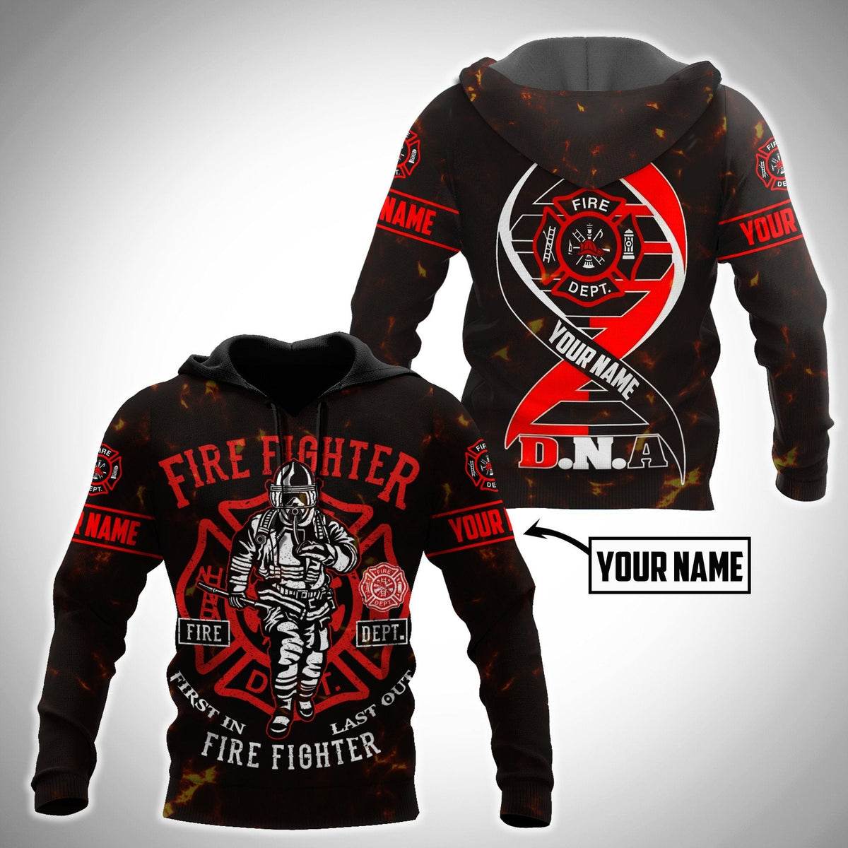 Firefighter Custom Name Art – 3D Hoodie