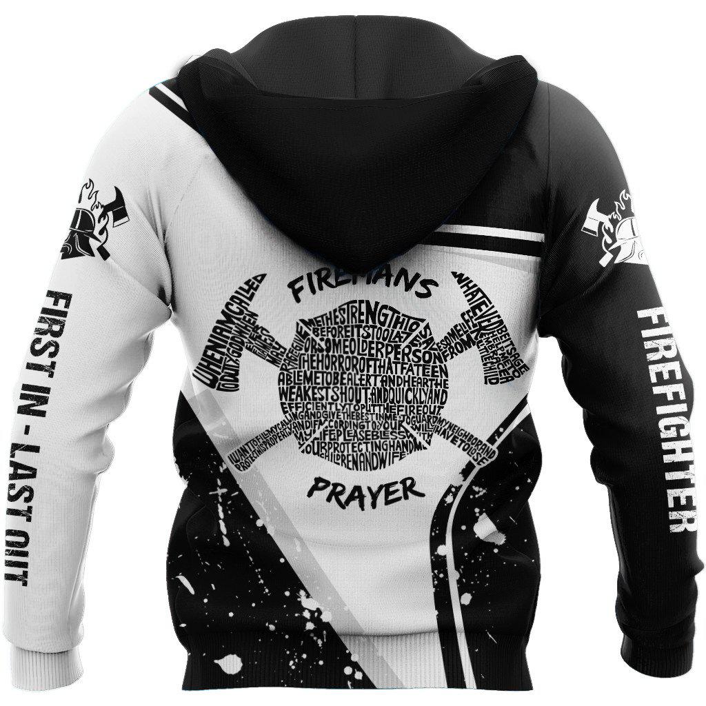 Firefighter Black White Personalized - 3D Hoodie
