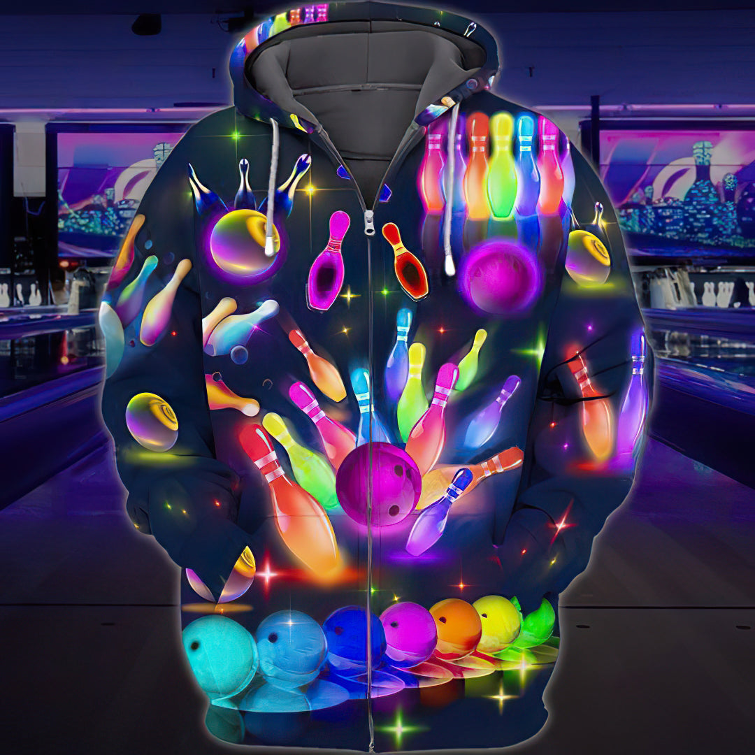 Bowling Color Art – 3D Hoodie