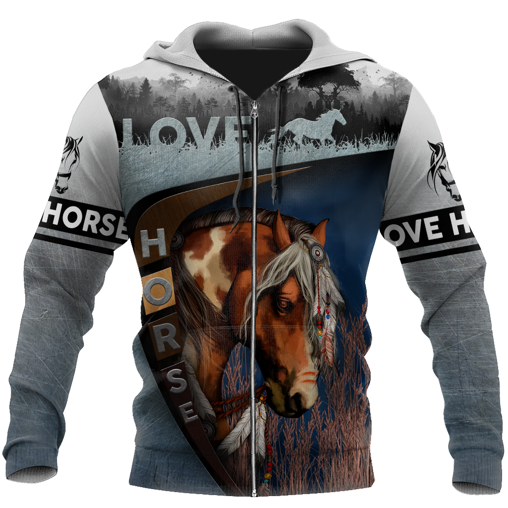 Love Horse All Over Print Art – 3D Hoodie