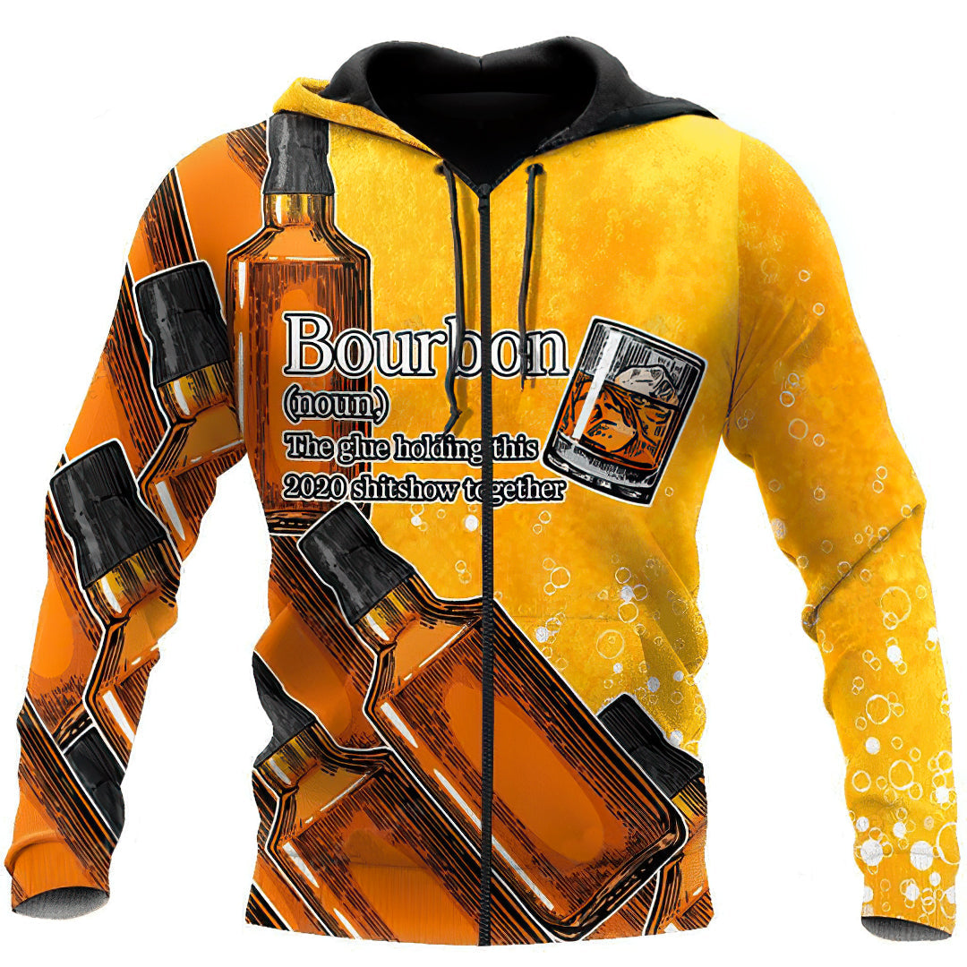 Bourbon Glue Holding Humor Art – 3D Hoodie