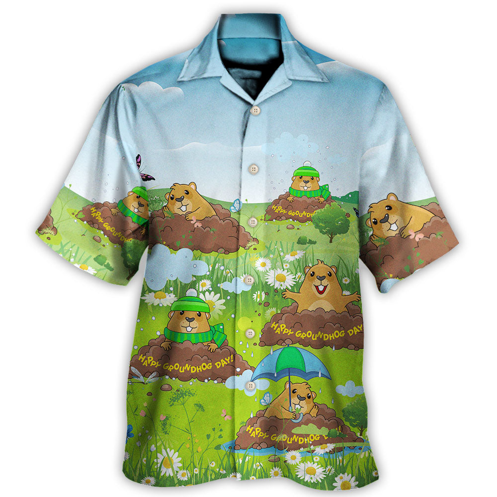 Groundhog Day Happy Day Grass Garden - Hawaiian Shirt - Reefox