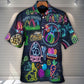 Easter Is Coming Rabbit Neon Style In Black - Hawaiian Shirt - Reefox