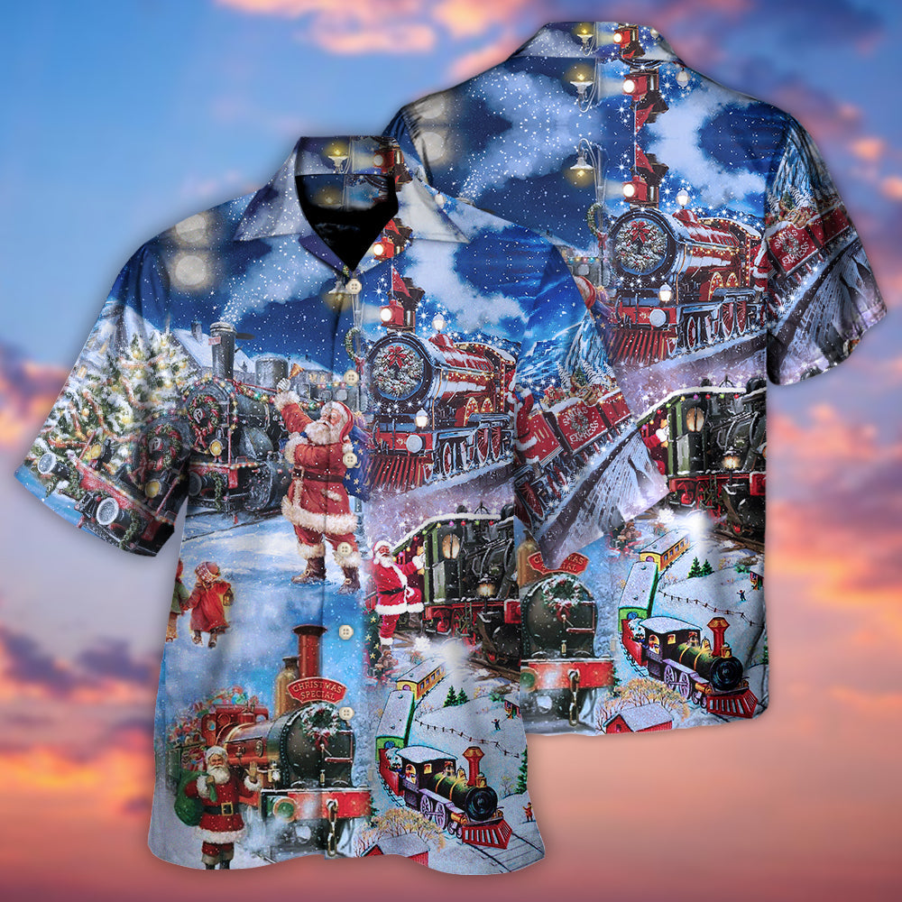 Train Christmas Santa And Train Happiness - Hawaiian Shirt - Reefox