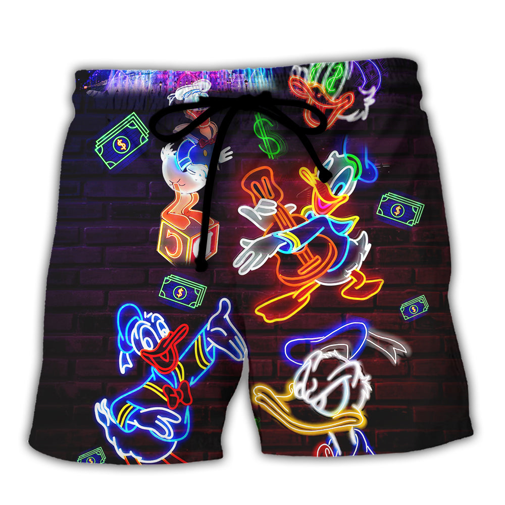 Donald Duck Happy Money Neon Sign - Beach Short Hawaiian Print