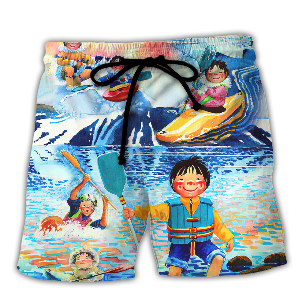 Kayaking Funny Children Playing Kayaking Live Love Kayak Kayaking Lover - Beach Short Reefox