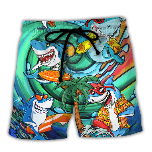 Surfing Funny Shark Surfing Life is Simple Just Add Water Surfing Lovers - Beach Short Reefox