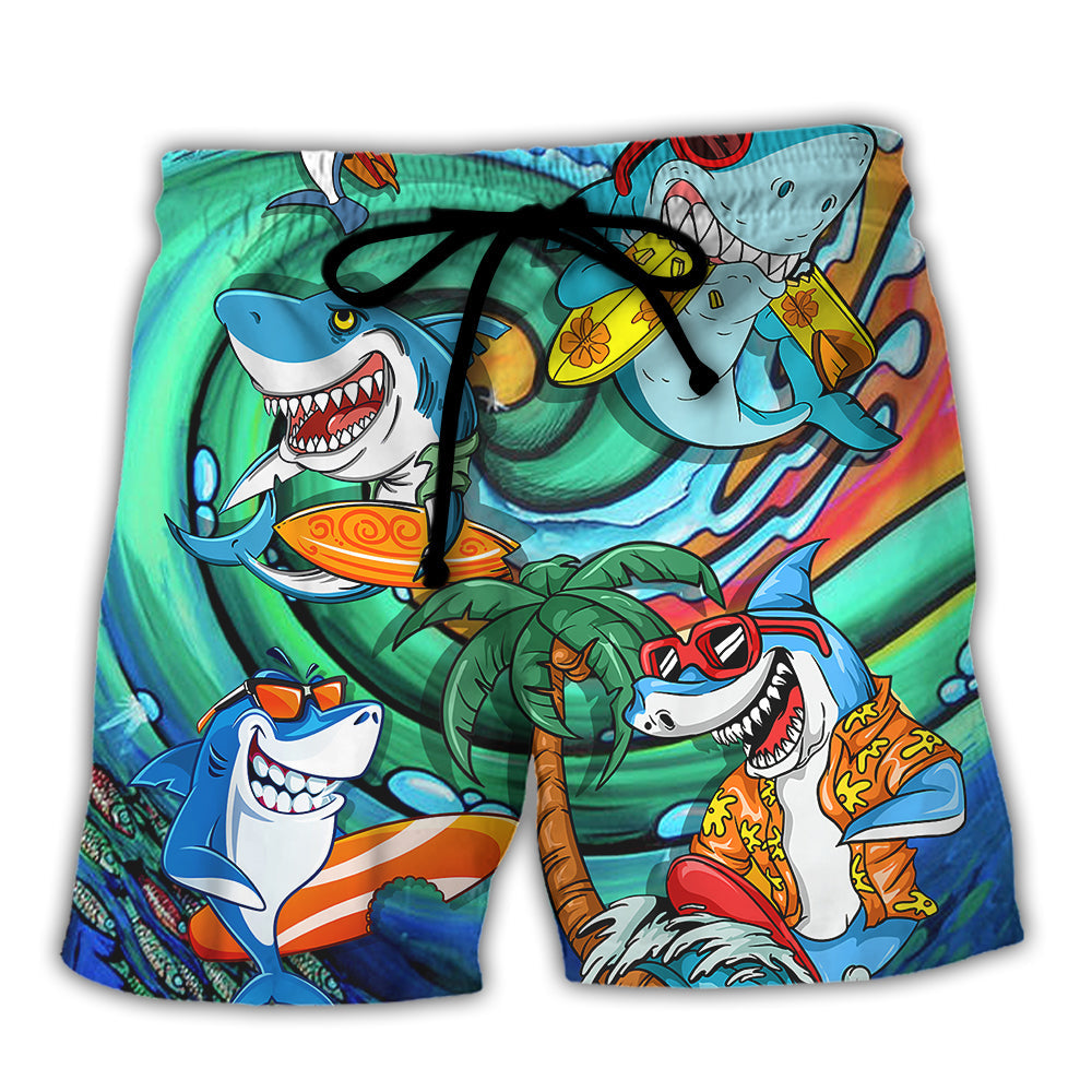 Surfing Funny Shark Surfing Life is Simple Just Add Water Surfing Lovers - Beach Short Reefox