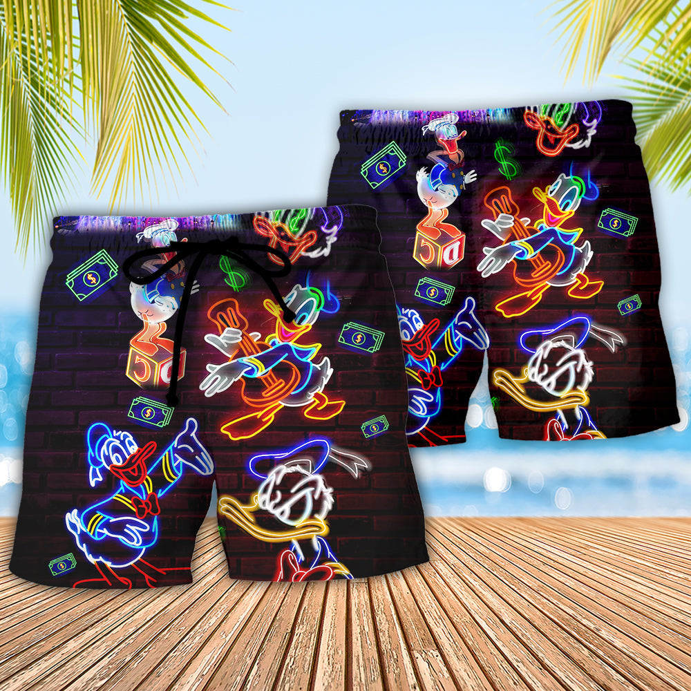 Donald Duck Happy Money Neon Sign - Beach Short Hawaiian Print