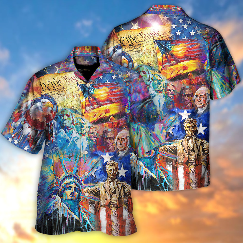 America My Patriotic Heart Beats Red White And Blue - Hawaiian Shirt - Reefox