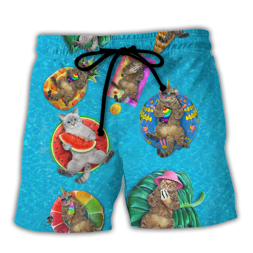 Beach - Cat Sunbathing Sunshine Good Times And Tan Lines - Beach Short