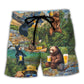 Camping Funny Bear Drinking Camping and Beer Why I'm Here - Beach Short Reefox