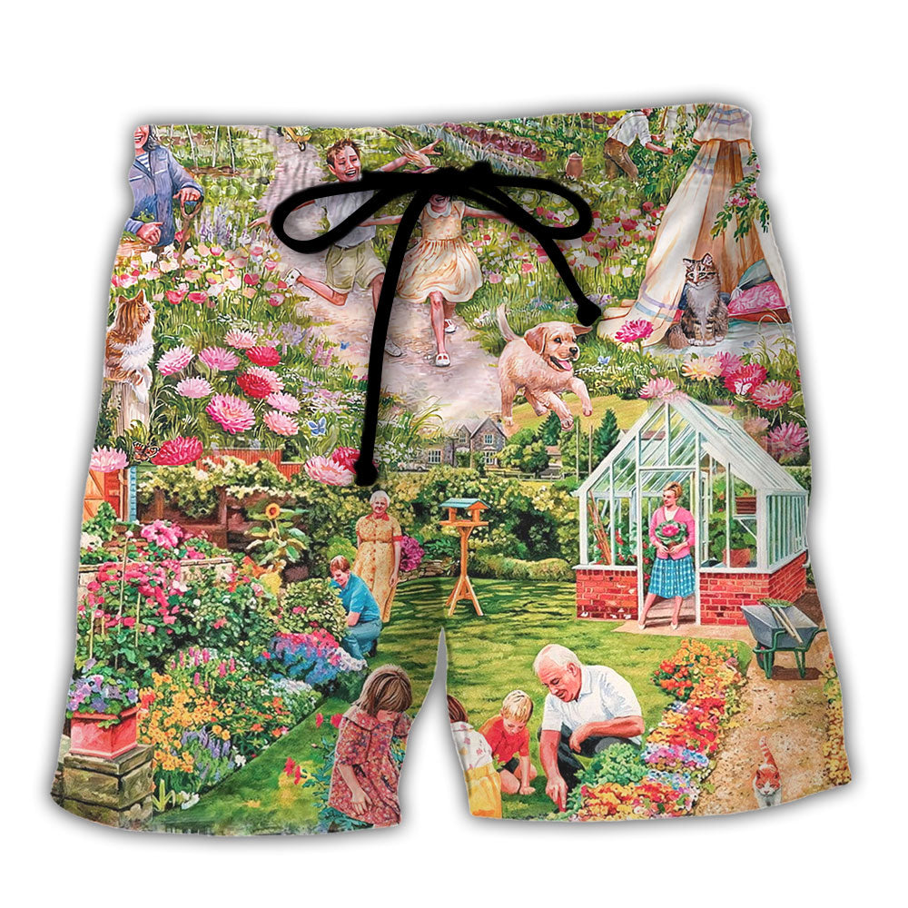 Gardening Sometimes I Wet My Plants Flowers Vintage Art - Beach Short Reefox