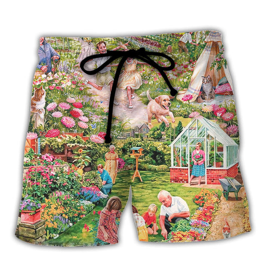 Gardening Sometimes I Wet My Plants Flowers Vintage Art - Beach Short Reefox