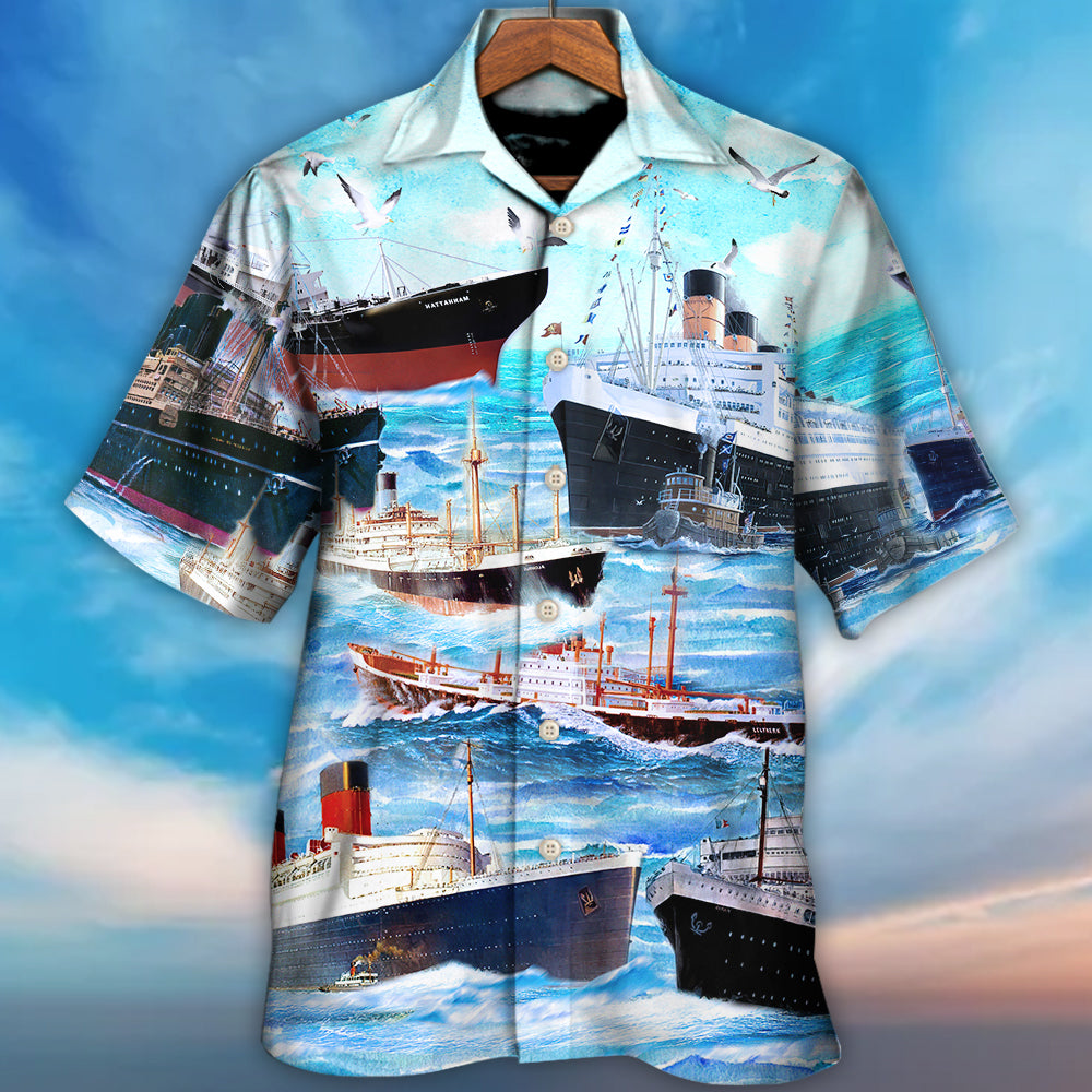 Cargo Ship Blue Sea Amazing Style - Hawaiian Shirt