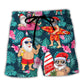 Christmas In July Funny Santa Claus Tropical Style - Beach Short Reefox