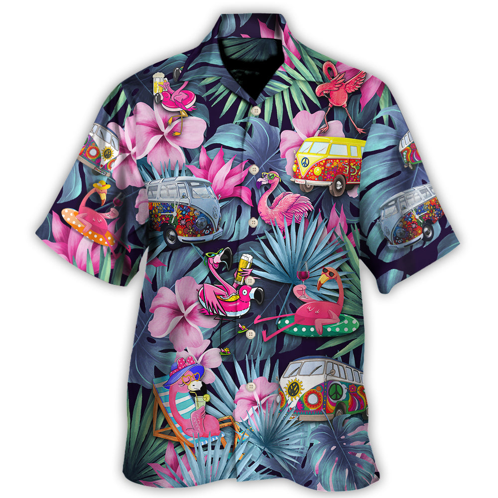 Camping Funny Flamingo Weekend Forecast Camping With A Chance Of Drinking - Hawaiian Shirt