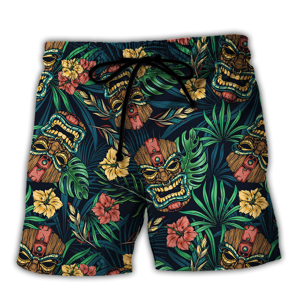 Tiki Hawaii Tropical Leaf Style - Beach Short Reefox - Owls Matrix LTD