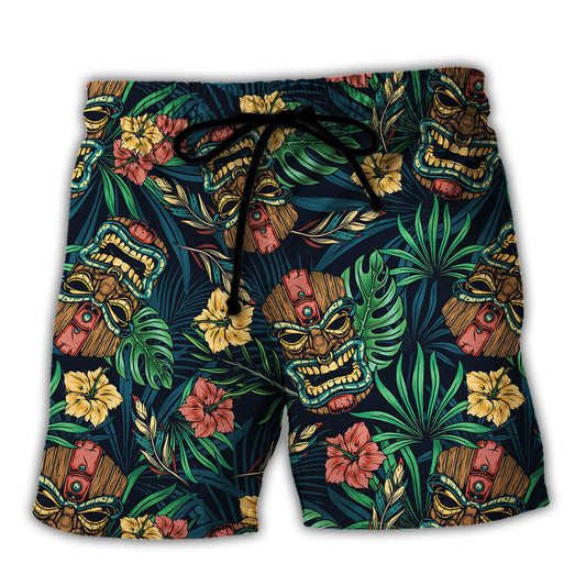 Tiki Hawaii Tropical Leaf Style - Beach Short Reefox - Owls Matrix LTD