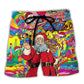 Christmas In July Santa Hippie Sending Gift In Summer - Beach Short Reefox