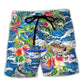 Fishing Hunting Born To Fish Tropical Vibe - Beach Short Reefox