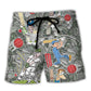 Cricket Sport Cricket Lover Tropical Funny Leaf Art - Beach Short Reefox - Owls Matrix LTD