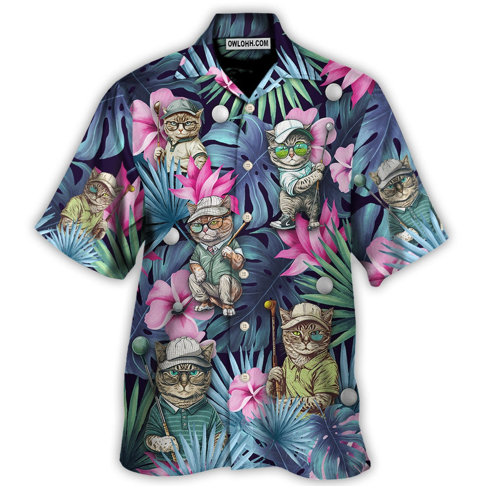Golf Funny Cat Playing Golf Kiss My Putt Tropical Golf Lover - Hawaiian Shirt